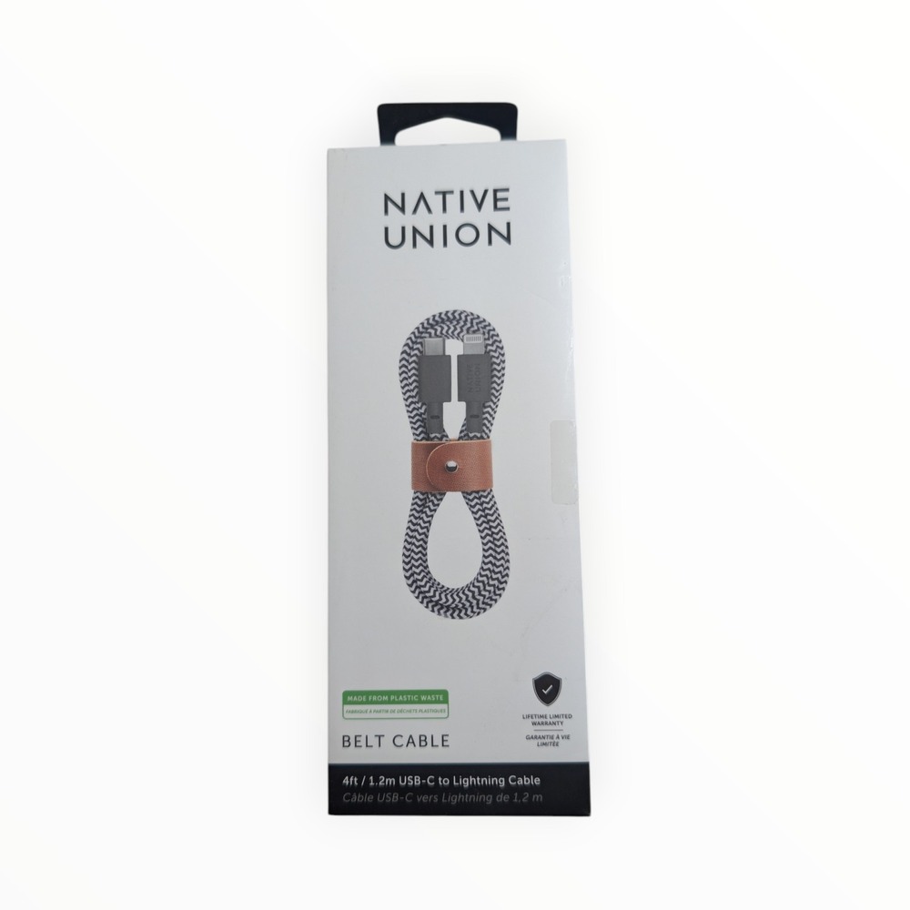 D6-O Native Union‎ Belt Cable 4' Lighting to USB-C Cable - Zebra